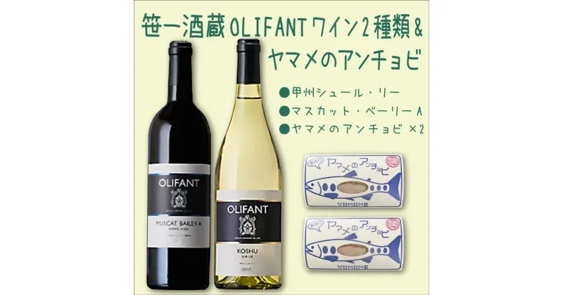 【ふるさと納税】笹一酒造OLIFANTワイン750ml 2種類&こすげ村源流工房ヤマメのアンチョビ2パックセット｜国産ワイン 赤ワイン 白ワイン 飲みくらべ セット おつまみ ヤマメ※離島への配送不可※着日指定不可