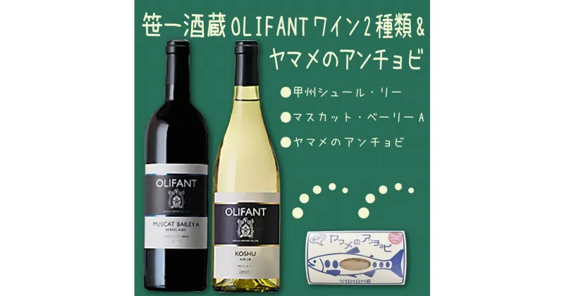 【ふるさと納税】笹一酒造OLIFANTワイン750ml 2種類&こすげ村源流工房ヤマメのアンチョビ1パックセット｜国産ワイン 赤ワイン 白ワイン 飲みくらべ セット おつまみ ヤマメ※離島への配送不可※着日指定不可