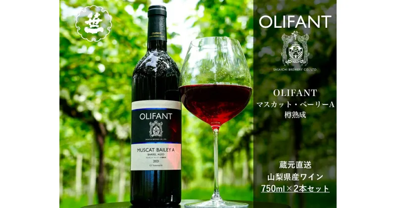 【ふるさと納税】【山梨ワイン】蔵元直送「OLIFANTマスカット・ベーリーA樽熟成750ml×2本セット」