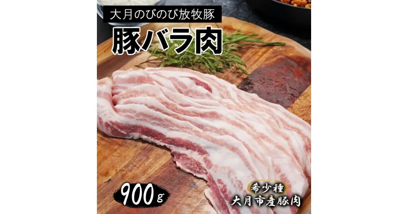 【ふるさと納税】【希少豚】大月のびのび放牧豚【バラ肉スライス】900g (300g×3)