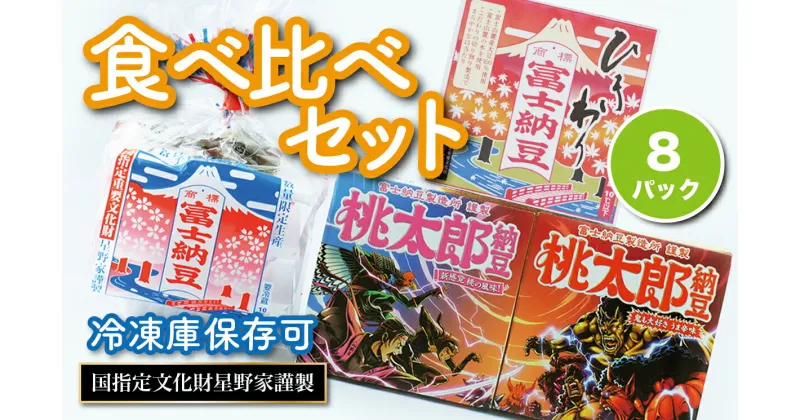 【ふるさと納税】山梨県大月市　富士納豆3種食べ比べセット(富士納豆・桃太郎納豆(桃味／鬼味)・ひきわり納豆)