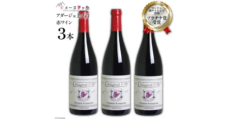 【ふるさと納税】10-8.「アダージョ上ノ山」赤ワイン3本＜ドメーヌ茅ヶ岳＞【山梨県韮崎市】