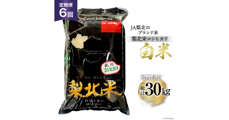 【ふるさと納税】【定期便】【6回 米 定期便 】 武川米 コシヒカリ 5kg×6回 総計30kg [梨北農業協同組合 山梨県 韮崎市 20742744] こしひかり お米 おこめ こめ コメ 精米 30キロ ご飯 ごはん 白米 国産 JA梨北