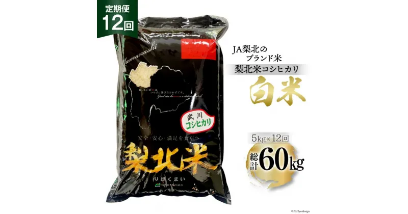 【ふるさと納税】【定期便】【12回 米 定期便 】 武川米 コシヒカリ 5kg×12回 総計60kg [梨北農業協同組合 山梨県 韮崎市 20742745] こしひかり お米 おこめ こめ コメ 精米 60キロ ご飯 ごはん 白米 国産 JA梨北