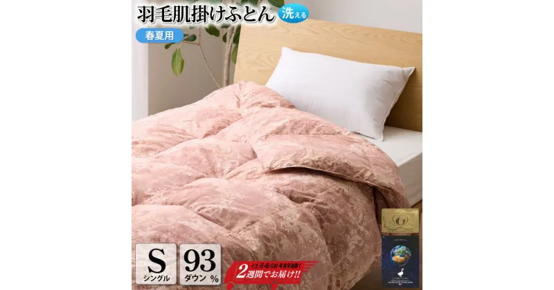 【ふるさと納税】【春夏用】洗える! 羽毛布団 ダウンケット シングル ホワイトグース93% 0.4kg 抗菌防臭 赤系 [川村羽毛 山梨県 韮崎市 20742561] 羽毛 布団 ふとん 羽毛ふとん 掛け布団 肌掛け布団 寝具 夏用 洗える