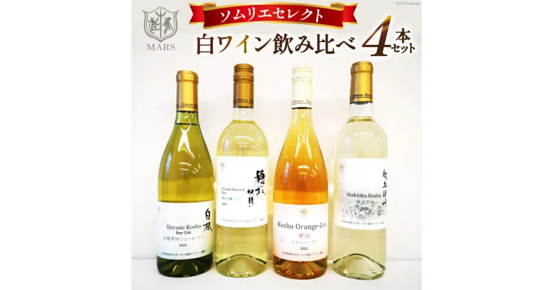 【ふるさと納税】ワイン 飲み比べ ソムリエセレクト 白ワイン 4本セット [本坊酒造 マルス穂坂ワイナリー 山梨県 韮崎市 20742610] ワインセット 白 シャトーマルス 辛口 お酒