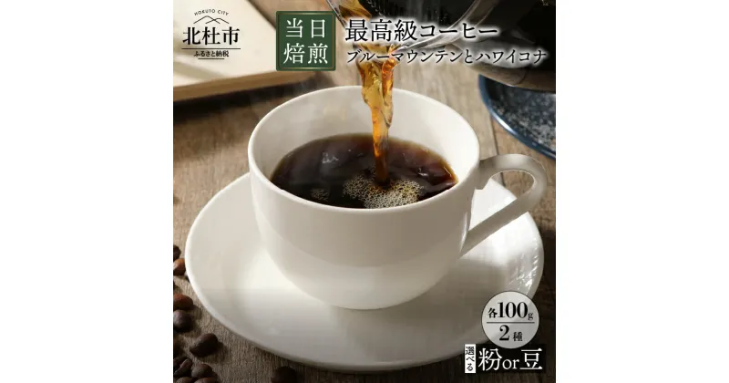 【ふるさと納税】 コーヒー 最高級コーヒー豆 珈琲 ブルーマウンテン ハワイコナ 選べる豆の挽き方 豆 粉 100g×2種 当日焙煎 送料無料