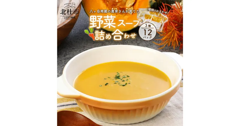 【ふるさと納税】八ヶ岳南麓 こだわり 農家 野菜 スープ 詰め合わせ 種類はおまかせ 12パック(3種×4パック入) 健康食品 仕送りギフト