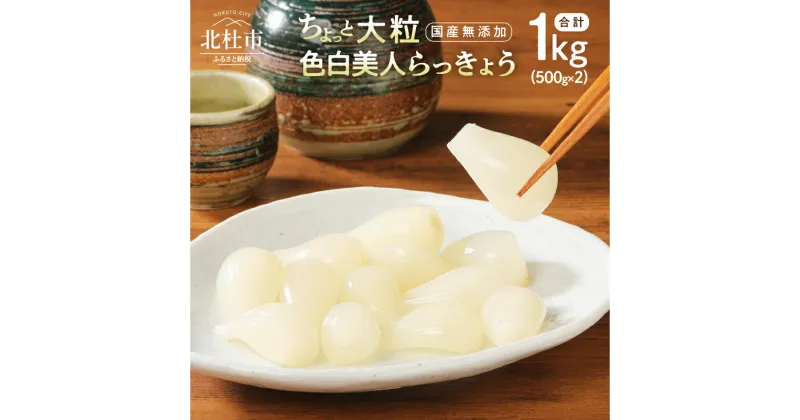 【ふるさと納税】 らっきょう ちょっと大粒 国産無添加 色白美人らっきょう 1kg 500g×2袋 北杜市 送料無料