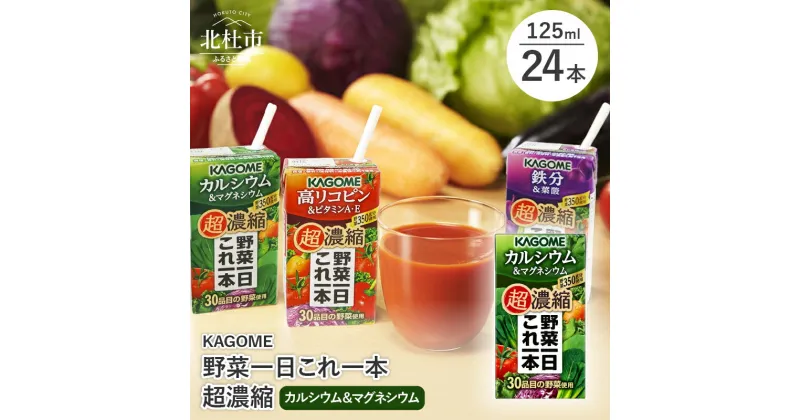 【ふるさと納税】 カゴメ 野菜一日これ一本 超濃縮 カルシウム＆マグネシウム 125ml 紙パック 24本入 野菜ジュース 濃縮ジュース 名水仕込 無添加 これ1本 野菜不足 350g 30品目 健康志向 飲料 健康食品 防災