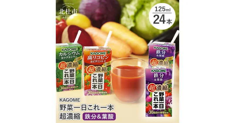 【ふるさと納税】 カゴメ 野菜一日これ一本 超濃縮 鉄分&葉酸 125ml 紙パック 24本入 野菜ジュース 濃縮ジュース 名水仕込 これ1本 無添加 野菜不足 350g 30品目 健康志向 飲料 仕送りギフト 防災