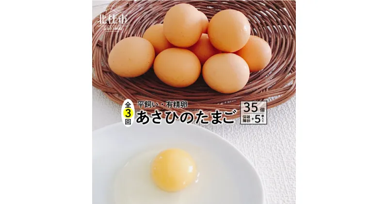 【ふるさと納税】定期便 お楽しみ 3か月 卵 平飼い 有精卵 たまご あさひ 35個 破卵 保証 5個 付き 11月〜3月発送 送料無料