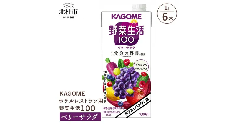 【ふるさと納税】 カゴメ ジュース 野菜生活100 ベリーサラダ 野菜ジュース レストラン用 1L 6本入 紙パック フルーツ 健康志向 飲料 健康食品