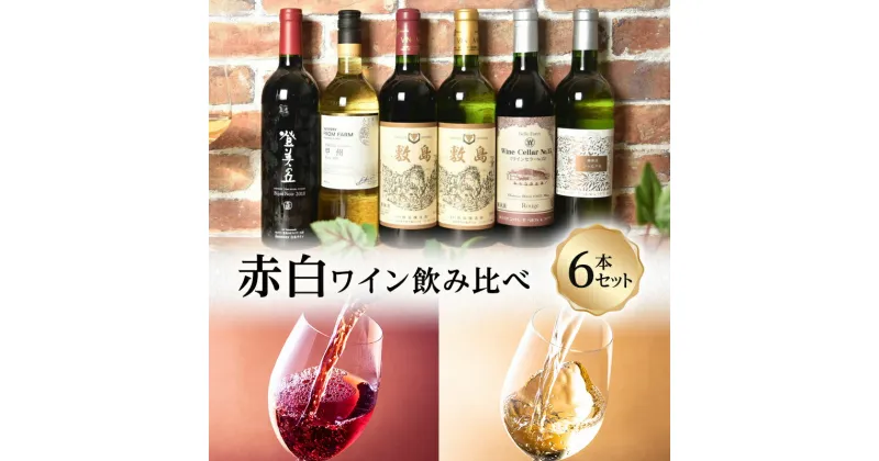 【ふるさと納税】山梨県産　甲斐市産　赤白ワイン　飲み比べ 6本セット　赤ワイン　白ワイン　日本ワイン　登美の丘ワイナリー　家飲み　お祝い（AD-75）　 お酒 アルコール ワインセット 晩酌 宅飲み ワイン飲み比べ