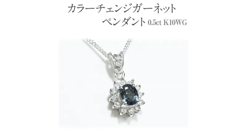 【ふるさと納税】カラーチェンジガーネット ペンダント 0.5ct K10WG [13403] ダイヤモンド ネックレス アクセサリー レディース ジュエリー 山梨県甲斐市　 ファッション小物 首元 装飾品 普段使い お出かけ お花モチーフ 大人可愛い