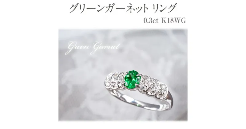 【ふるさと納税】グリーンガーネット リング 0.3ct K18WG [111007] ダイヤモンド 指輪(5号～22号) ジュエリー レディース アクセサリー 山梨県甲斐市　 ファッション小物 自分へのご褒美 贈り物 プレゼント