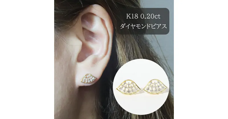 【ふるさと納税】K18 扇形ダイヤモンドピアス 0.20ct　甲斐市