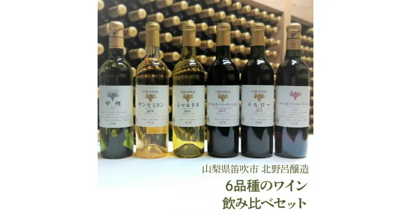 【ふるさと納税】北野呂醸造6品種のワイン飲み比べセット ふるさと納税 ワイン 笛吹市 山梨ワイン 酒 アルコール 山梨県 記念品 お祝い 送料無料 146-002