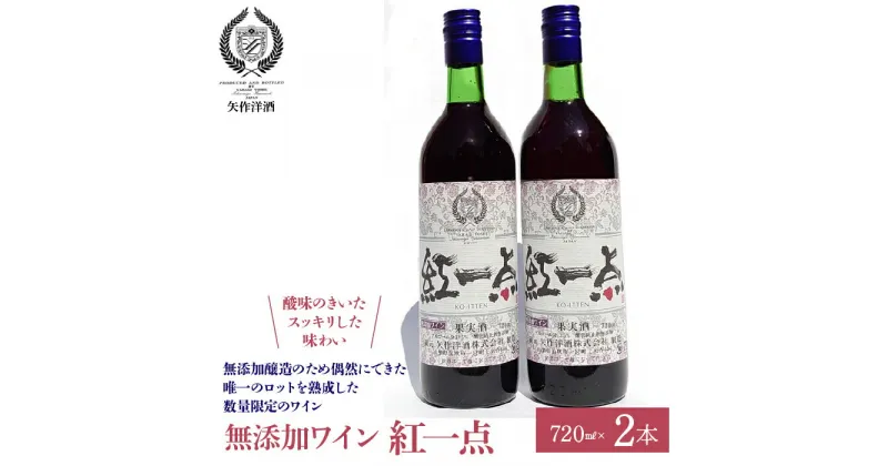 【ふるさと納税】無添加ワイン「紅一点」赤ワイン2本セット ふるさと納税 ワイン 笛吹市 山梨ワイン 酒 アルコール 山梨県 記念品 お祝い 送料無料 014-005