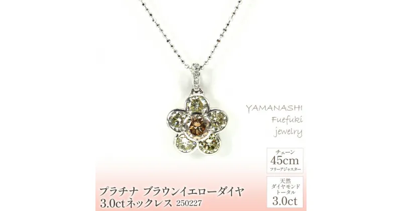 【ふるさと納税】プラチナ　ブラウン　イエロー　ダイヤ　3.0ct　ネックレス　管理番号250227　×1本 ふるさと納税 人気 おすすめ ランキング アクセサリー 宝石 ジュエリー 高級 記念日 プレゼント 山梨県 笛吹市 送料無料 天然石 218-066