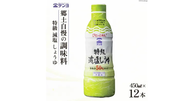 【ふるさと納税】醤油 テンヨ 特級 減塩 しょうゆ 450ml×12本 調味料 減塩醤油 密封 / 武田食品 / 山梨県 中央市 [21470518]