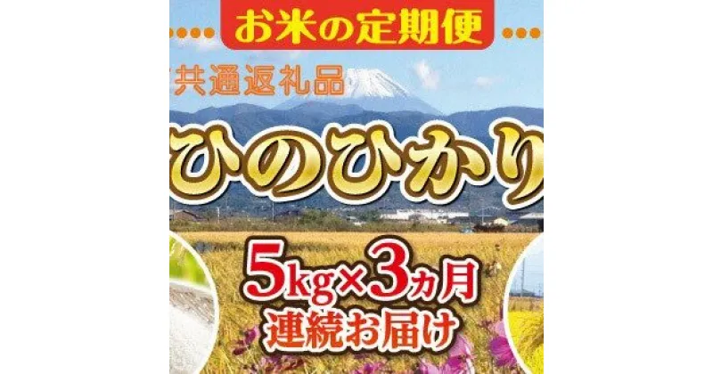 【ふるさと納税】 【中央市共通返礼品】お米 定期便3カ月・中央市産お米（ひのひかり）5kg×3カ月 [5839-1667]　【お米・ヒノヒカリ】　お届け：決済完了月の翌月または翌々月に初回出荷