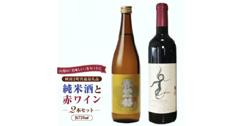 【ふるさと納税】日本酒純米酒（春鶯囀）・赤ワイン（楽園ワイン）計2本セット峡南2町共通返礼品 ギフト 贈答 地酒 清酒 ワイン赤