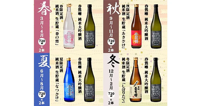 【ふるさと納税】【定期便】春鶯囀　季節限定のお酒と純米大吟醸酒の2本セット＜年4回発送＞ 日本酒 地酒 山梨 富士川町