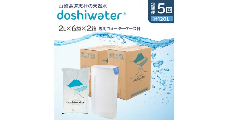 【ふるさと納税】 【定期便】【山梨　道志村の天然水】doshiwater (2L×6袋×2箱)　初回のみ専用ウォーターケース付【5回定期】 ふるさと納税 天然水 ミネラルウォーター 水 お水 アウトドア ペットボトル 山梨県 道志村 送料無料 定期便 DSF004