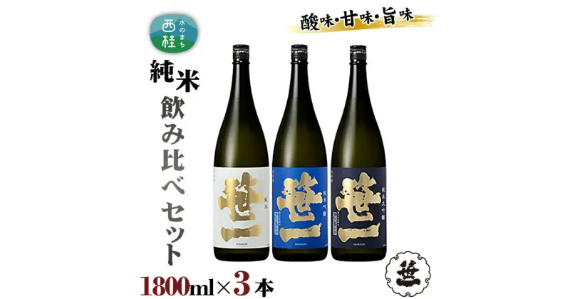 【ふるさと納税】 No.153 【蔵元限定】笹一純米飲み比べセット 1800ml×3本 ／ 日本酒 お酒 吟醸 食中酒 天然水 御前水 低温発酵 送料無料 山梨県