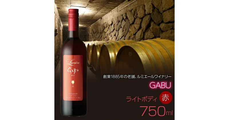 【ふるさと納税】 ルミエール GABU 750ml 日本ワイン 赤ワイン ライトボディ ふるさと納税 ワイン 山梨ワイン 酒 アルコール 国産 人気 おすすめ ギフト プレゼント ライトボディ 日本ワイン 赤ワイン FAM014