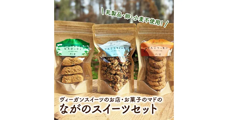 【ふるさと納税】乳製品・卵・小麦不使用！ヴィーガンスイーツのお店・お菓子のマドの「ながのスイーツセット」　 スイーツ詰め合わせ りんごクッキー ビスコッティ グラノーラ お菓子の詰め合わせ