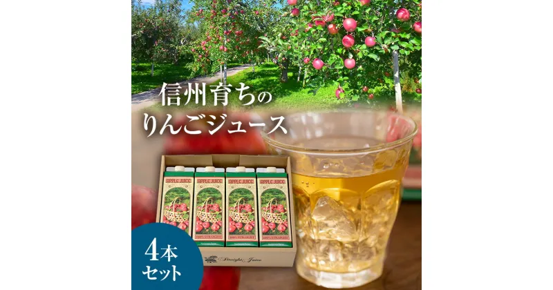 【ふるさと納税】信州育ちのりんごジュース 4本詰　 果実飲料 ジュース 飲料類 飲み物 フルーツジュース アップルジュース 長野市産りんご りんご100％ ストレートジュース コク