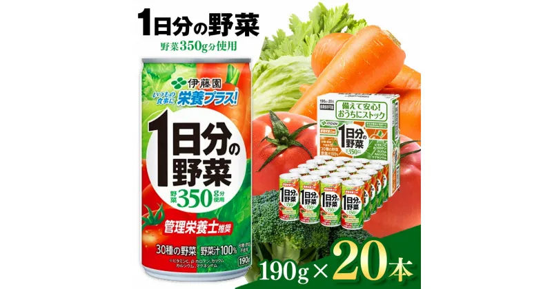 【ふるさと納税】伊藤園 1日分の野菜 190g 缶 20本入り | 賞味期限 3年 長期保管 備蓄 飲料 ドリンク 紙パック 健康 美容 野菜 果物 フルーツ 飲み物 管理栄養士 推奨 砂糖・食塩 不使用 野菜 350g 長野県 松本市