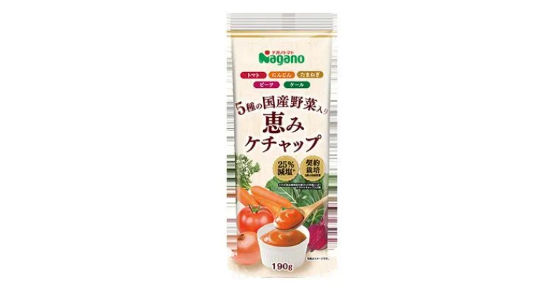 【ふるさと納税】5種の国産野菜入り恵みケチャップ190g×6本セット｜ふるさと納税 信州 長野県 松本市 トマト100％ ケチャップ 食料 野菜