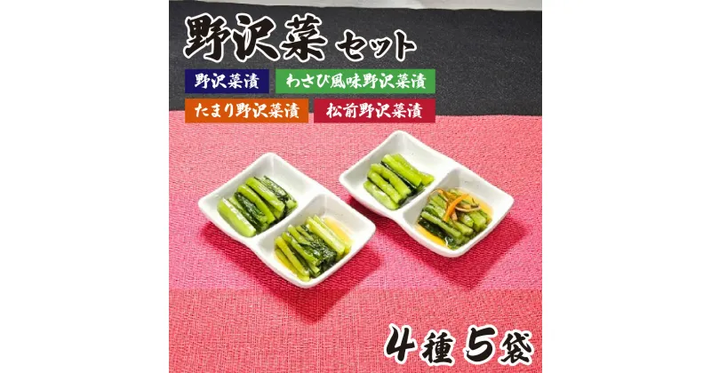 【ふるさと納税】野沢菜セット 4種5袋 | 信州産 漬物 野沢菜 醬油漬け ワサビ たまり漬け 松前漬け 長野