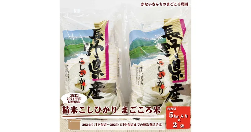 【ふるさと納税】【新米】2024年産 長野県産精米こしひかり　まごころ米10kg（5kg入り×2袋）《かないさんちのまごころ農園》■2024年～2025年発送■※9月下旬頃～1月中旬頃まで順次発送予定 お米 コシヒカリ