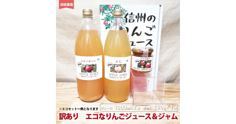 【ふるさと納税】【訳あり】エコなりんご ジュース1000ml×2本＆ジャム190g×1本セット《田田農園》 飲料類 果汁飲料 りんご リンゴ ジュース ジャム 訳あり