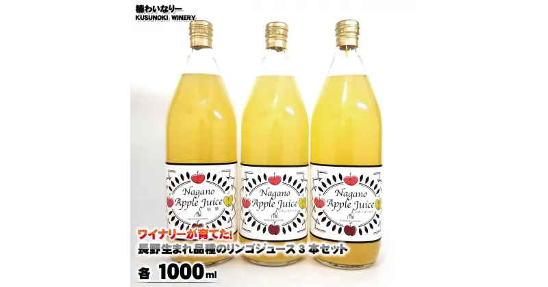 【ふるさと納税】ワイナリーが育てた！長野生まれ品種のリンゴジュース3本セット（各1000ml）《楠わいなりー》ジュース りんご リンゴ 林檎 秋映 シナノスイート シナノゴールド