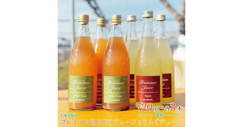 【ふるさと納税】プレミアム白ぶどうジュースとりんごジュース（720ml×各3本 計6本）《佐藤果樹園》 飲料類 果汁飲料 りんご ぶどう リンゴジュース