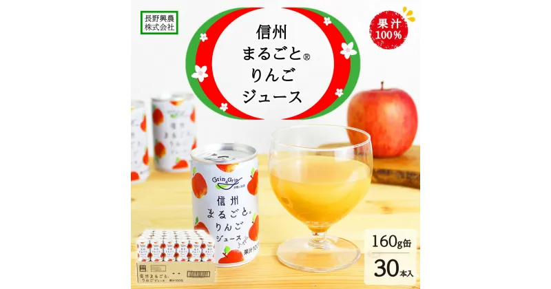 【ふるさと納税】信州まるごと®りんごジュース 160g缶/30本入《長野興農株式会社》飲料類 果汁飲料 りんご リンゴ ジュース