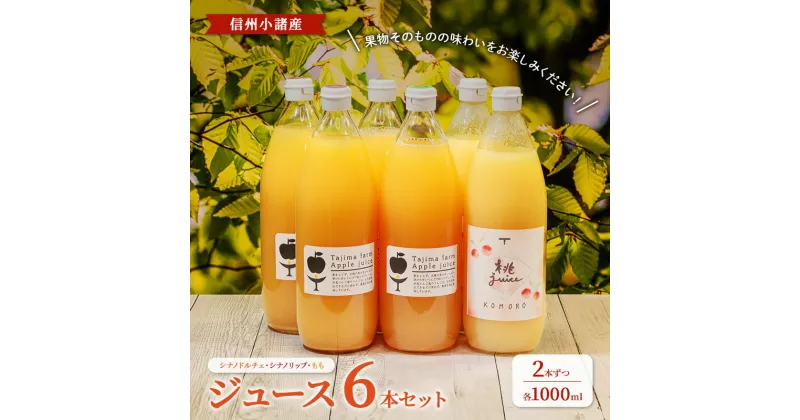 【ふるさと納税】信州小諸産　ジュース6本セット（シナノドルチェ・シナノリップ・もも　各1000ml×2本ずつ）ストレートジュース 小諸市 ギフト