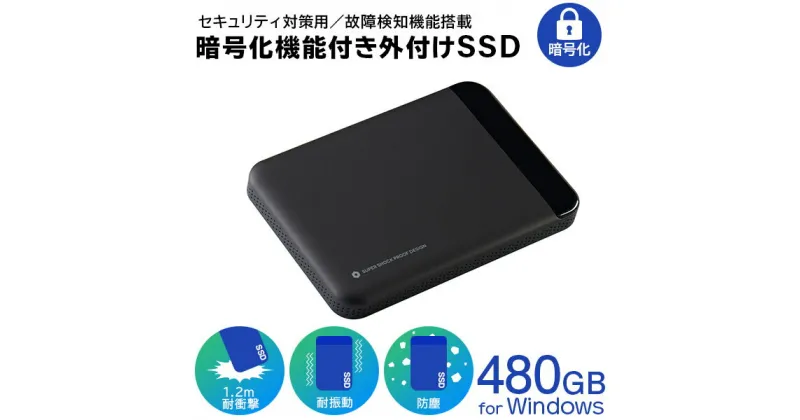 【ふるさと納税】【049-02】ロジテック セキュリティ対策 暗号化 外付けSSD ポータブル 480GB【LMD-PBL480U3BS】