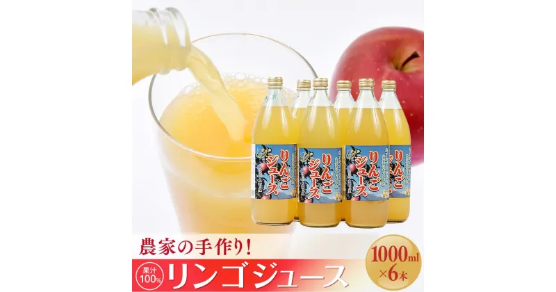 【ふるさと納税】農家の手作り！果汁100%リンゴジュース（1000ml×6本)