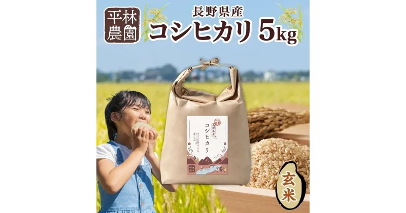 【ふるさと納税】令和6年産 コシヒカリ 玄米 5kg×1袋 長野県産 米 お米 ごはん ライス 低GI 甘み 農家直送 産直 信州 人気 ギフト お取り寄せ 平林農園 送料無料 長野県 大町市 | お米 こめ 食品 人気 おすすめ 送料無料