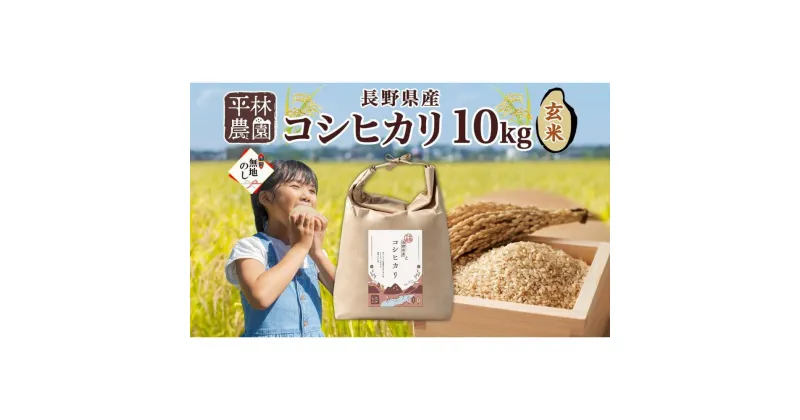 【ふるさと納税】無地熨斗 令和6年産 コシヒカリ 玄米 10kg×1袋 長野県産 米 お米 ごはん ライス 低GI 甘み 農家直送 産直 信州 人気 ギフト 平林農園 熨斗 のし 名入れ不可 送料無料 長野県 大町市 | お米 こめ 食品 人気 おすすめ 送料無料