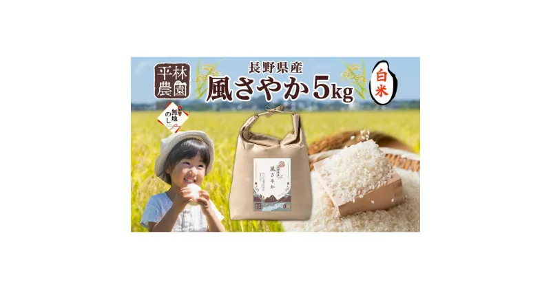 【ふるさと納税】＜新米予約＞無地熨斗 令和6年産 風さやか 白米 5kg×1袋 長野県産 米 精米 お米 ごはん ライス 甘み 産直 信州 人気 ギフト 平林農園 熨斗 のし 名入れ不可 送料無料 長野県 大町市 | お米 こめ 白米 食品 人気 おすすめ 送料無料