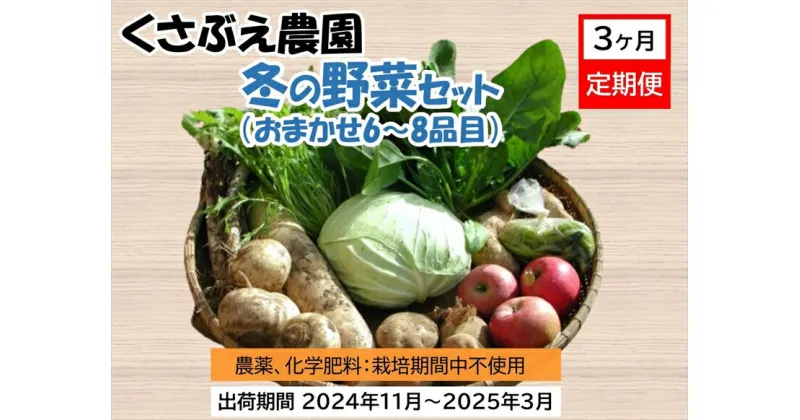 【ふるさと納税】【3ヶ月定期便】 くさぶえ農園 冬の野菜セット (おまかせ6～8品目) 高原野菜 無農薬 簡単レシピ〈2024年11月1日出荷開始～2025年3月31日出荷終了〉【 産地直送 産直 高原野菜 季節の野菜 旬の野菜 有機野菜 有機栽培 農薬 化学肥料 不使用 長野県 佐久市】