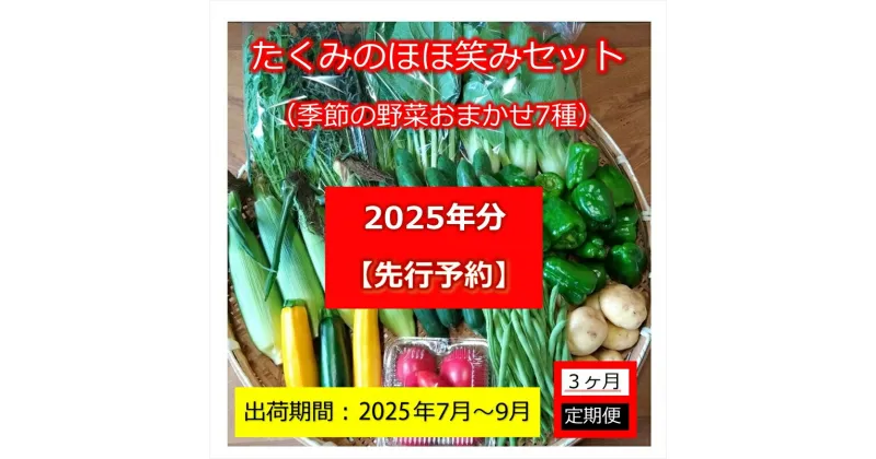 【ふるさと納税】【先行予約】【3ヶ月定期便】たくみのほほ笑みセット (季節の野菜おまかせ7種) ＜出荷開始：2025年7月1日～2025年 9月30日まで＞高原野菜【 産地直送 産直 季節の野菜 旬の野菜 詰合せ 有機野菜 有機栽培 長野県 佐久市 】