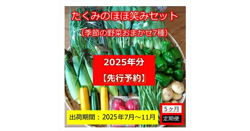 【ふるさと納税】【先行予約】【5ヶ月定期便】たくみのほほ笑みセット (季節の野菜おまかせ7種) ＜出荷開始：2025年7月1日～2025年 11月30日まで＞ 高原野菜【 産地直送 産直 季節の野菜 旬の野菜 有機野菜 有機栽培 長野県 佐久市 】